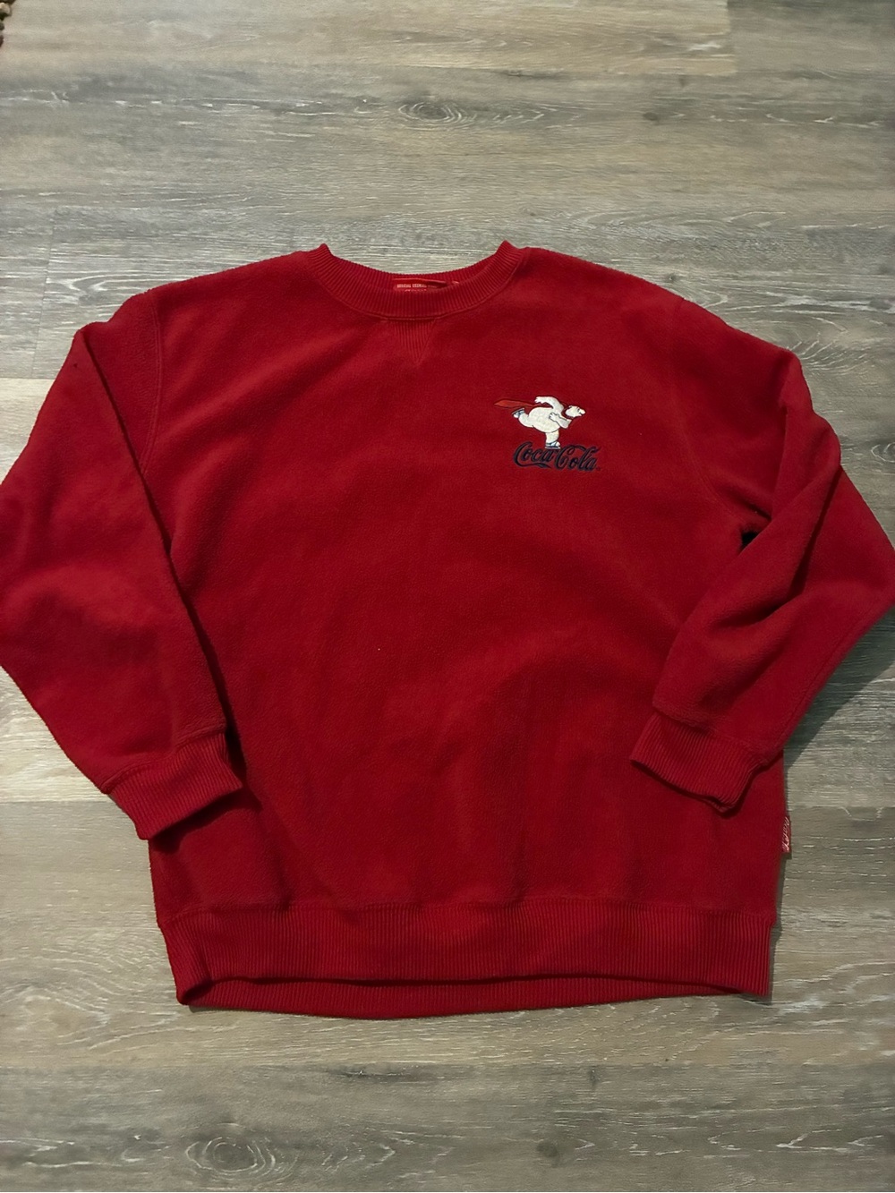 Coca Cola Vintage Deep Red Crewneck Sweater with Embroidered Polar Bear